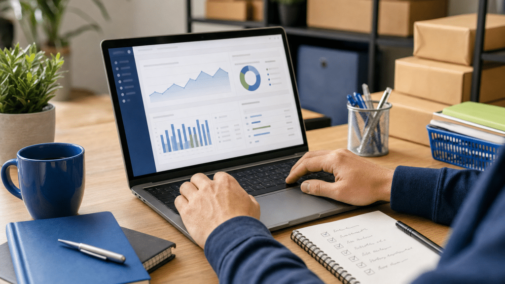 shopify fraud analysis order review on laptop in South African office