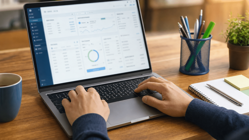shopify test order setup on laptop in South African home office