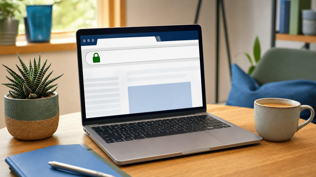 ssl certificate price south africa — laptop showing secure https padlock in browser address bar