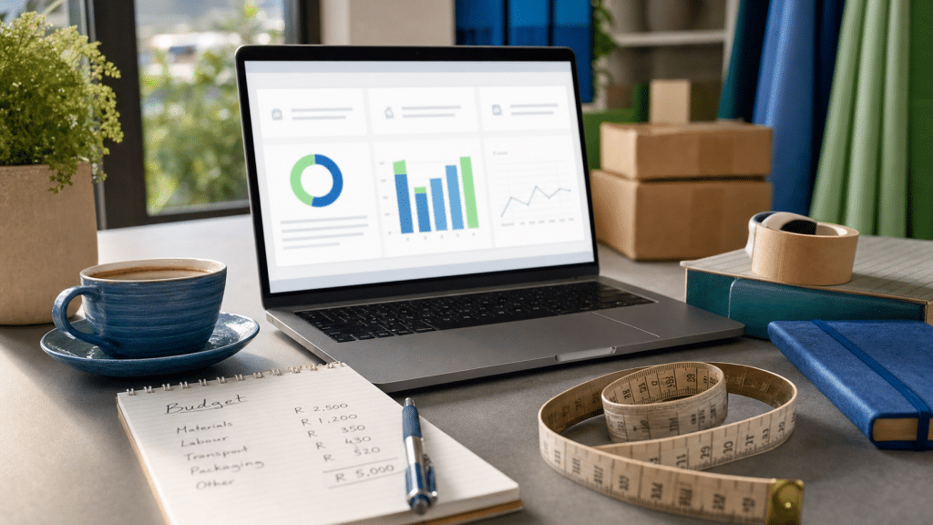 web design cost benoni — laptop and budget notes on a business desk