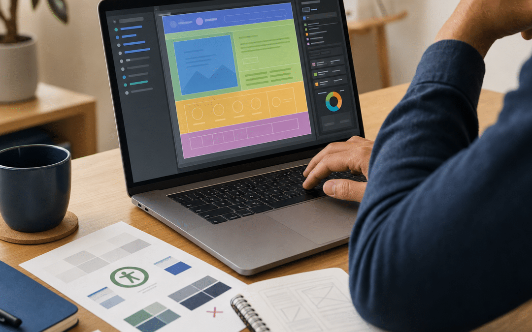 website accessibility testing guide - developer reviewing diagnostic overlay on laptop