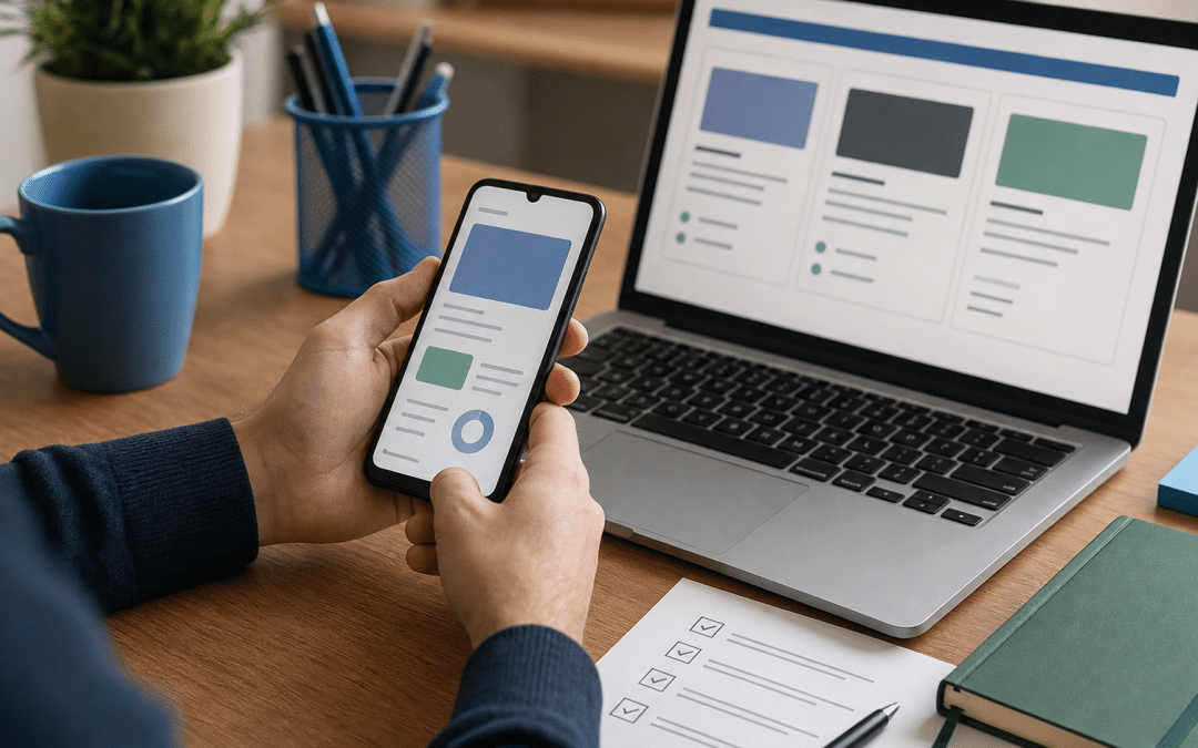 website mobile testing checklist — professional testing a business website on an Android smartphone