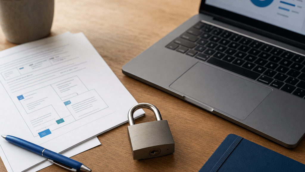 website ssl certificate explained — padlock and documentation on desk