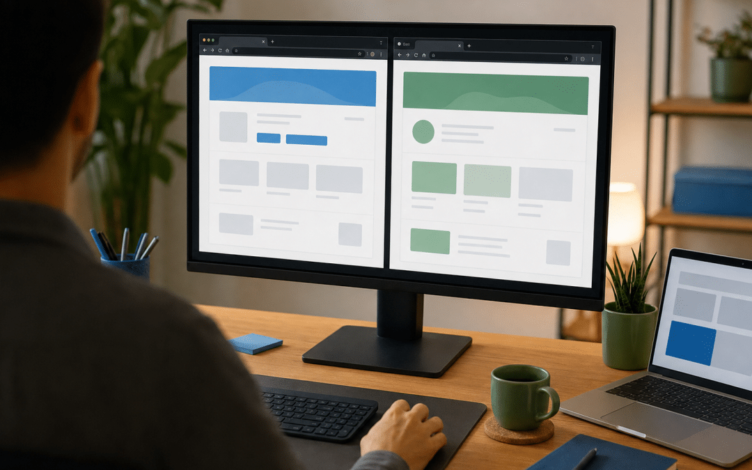 website staging environment guide — developer reviewing staging and live site side by side