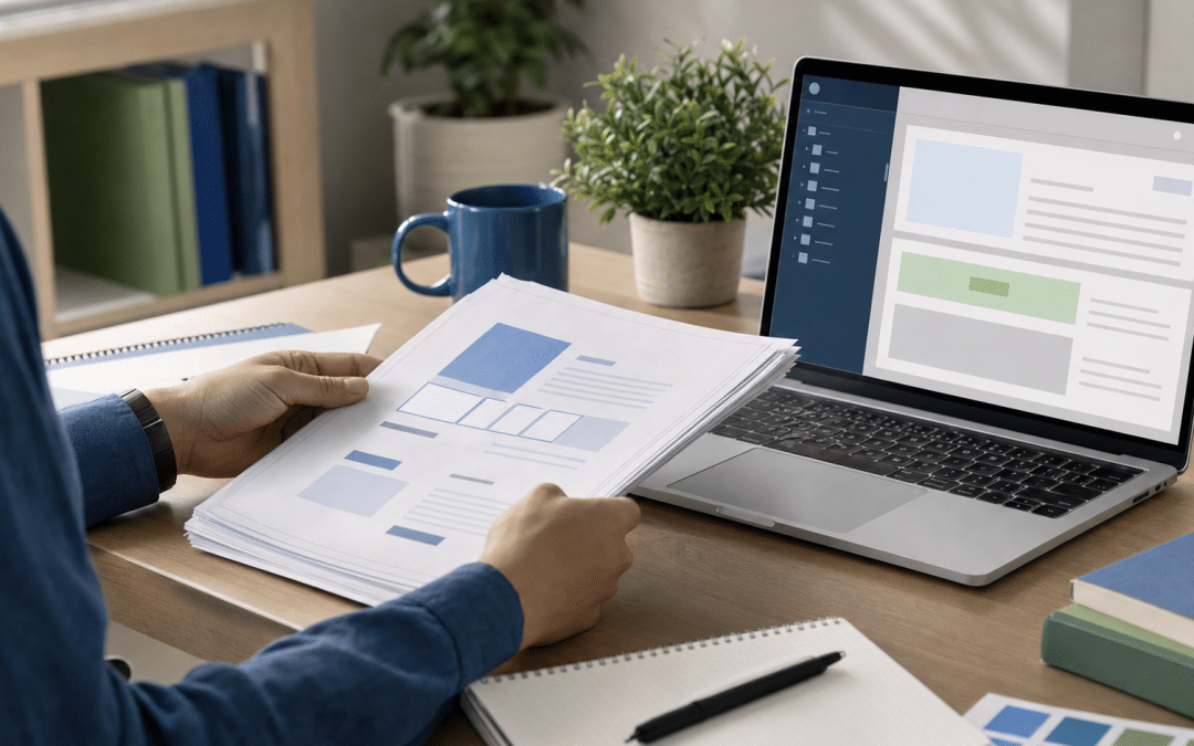 wordpress pdf accessibility — web designer reviewing documents at a desk