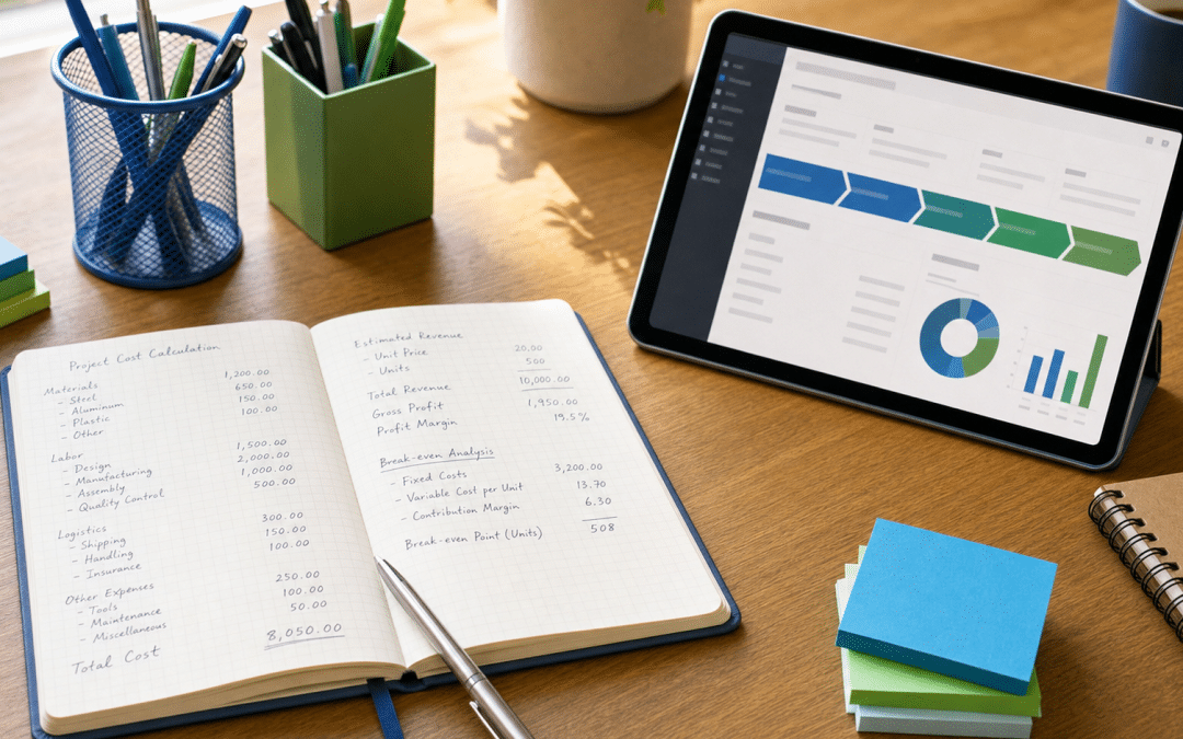 appointment setting cost South Africa — professional desk with cost calculation notebook and sales pipeline dashboard