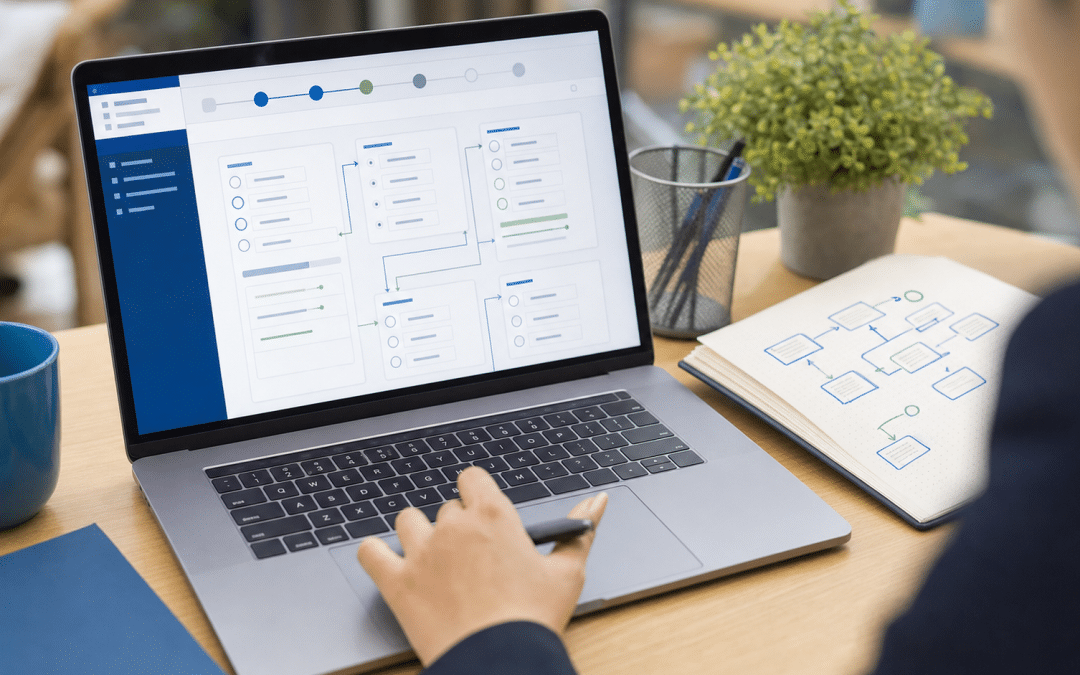 calendly routing forms setup showing qualification questions on laptop screen