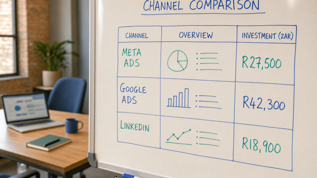 cost per lead benchmarks comparison chart by channel for South Africa