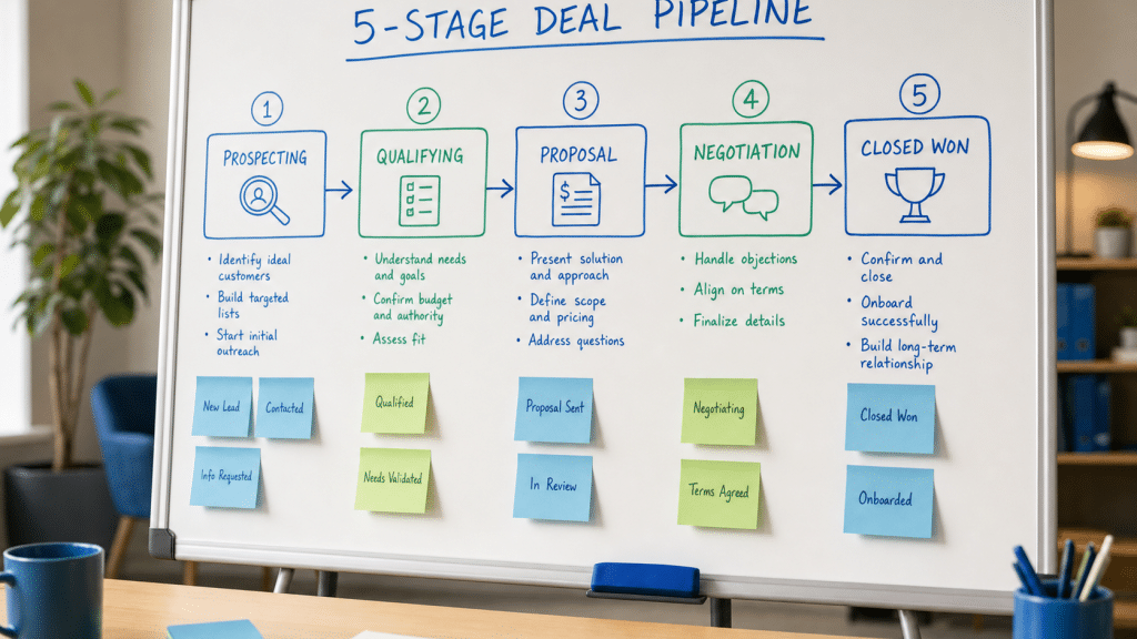 crm for lead generation pipeline stages whiteboard diagram South Africa