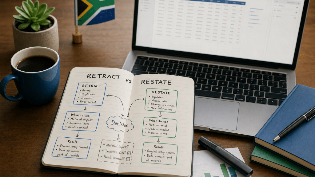 google ads conversion adjustments decision worksheet on a desk with laptop and notebook
