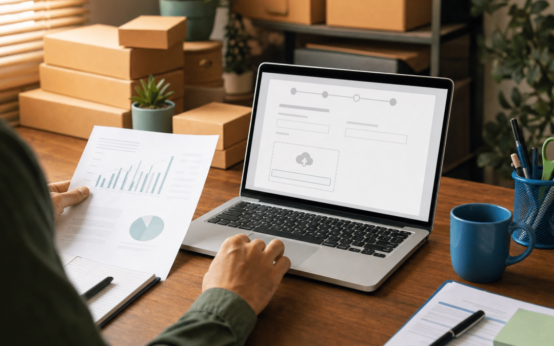google forms file upload without sign in — business owner reviewing a web form with file upload on a laptop