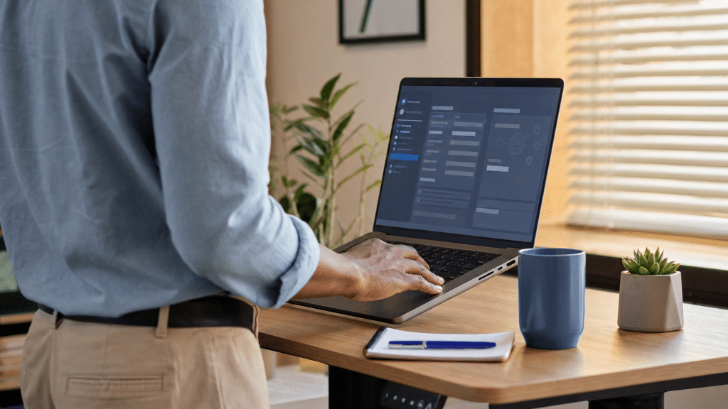 google sites custom domain setup — professional reviewing DNS records on laptop