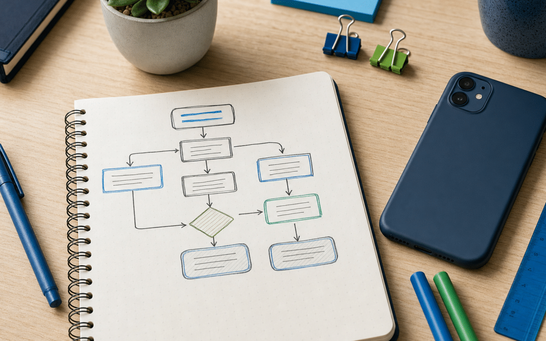 meta lead ads crm integration planning flat-lay with notebook flow diagram