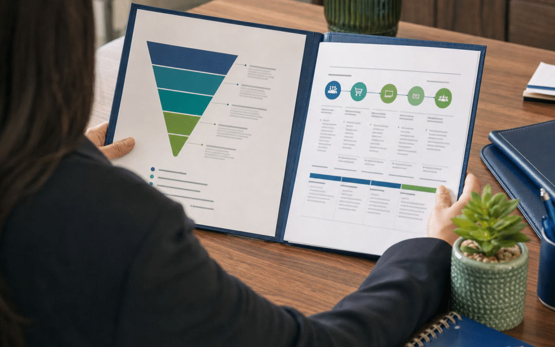 outsource sales vs marketing South Africa — professional reviewing sales pipeline and channel strategy folders