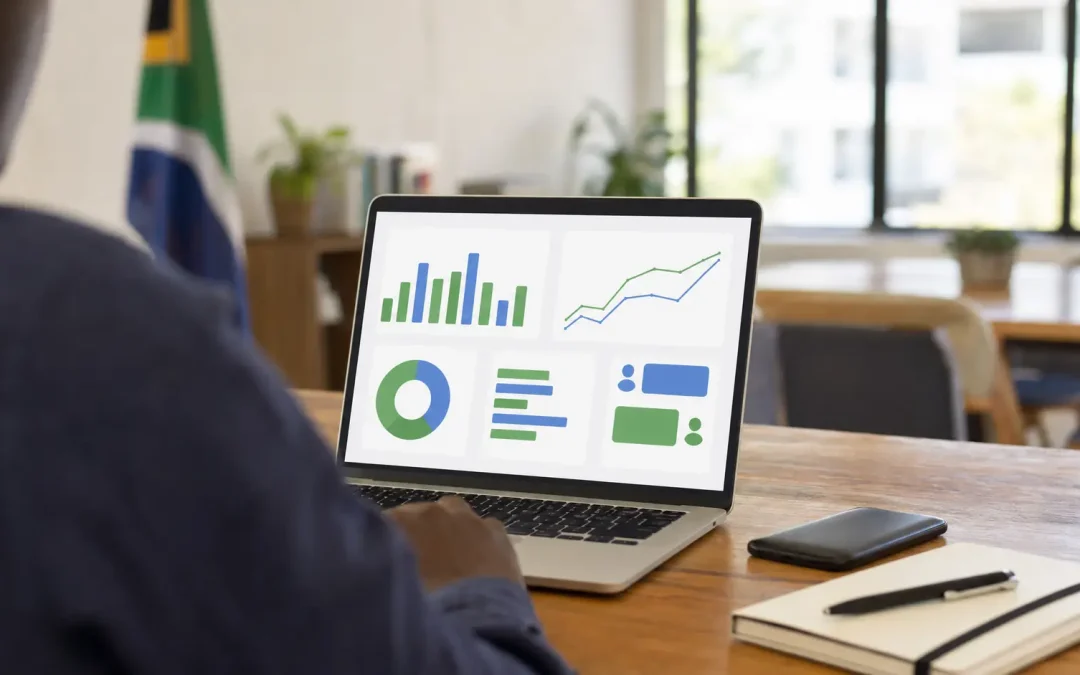 whatsapp campaign reporting — laptop showing a campaign reporting dashboard with delivery, read and click charts