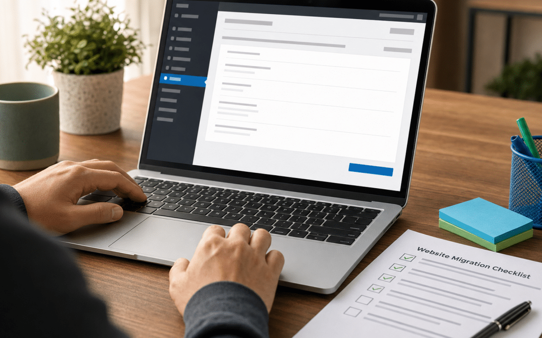 wordpress export content to another site — WordPress admin export screen on a laptop at a South African business desk