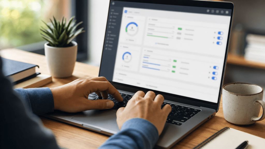 wordpress maintenance mode vs coming soon — WordPress admin dashboard showing maintenance toggle on laptop screen