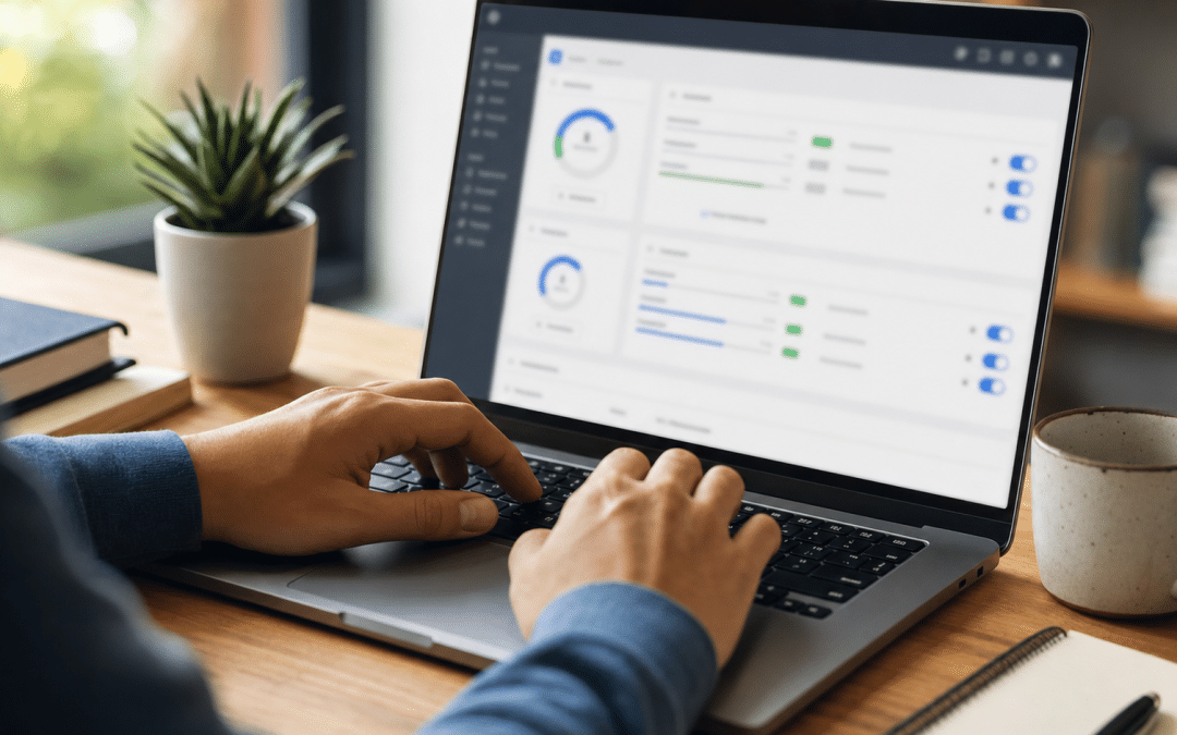 wordpress maintenance mode vs coming soon — WordPress admin dashboard showing maintenance toggle on laptop screen