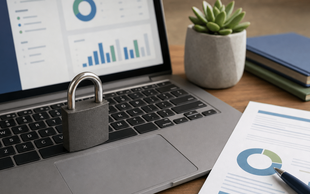 wordpress password protect page — padlock on laptop keyboard representing secured web content