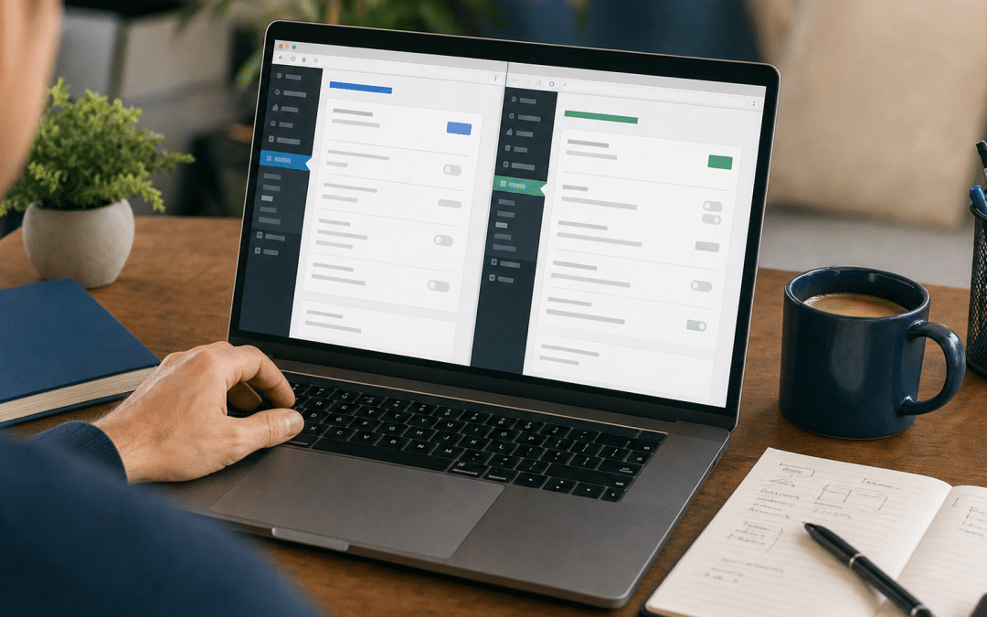 wpml vs polylang comparison shown on a laptop with WordPress admin plugin settings open