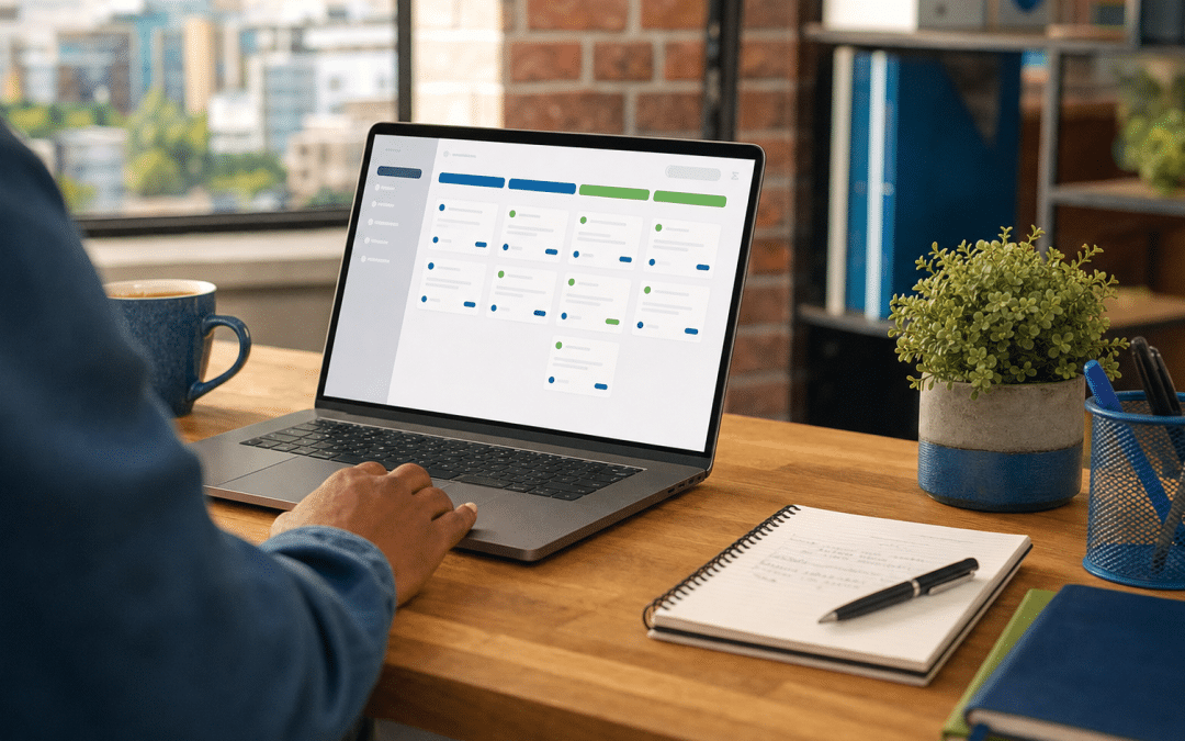 Zoho CRM vs Bigin comparison on a South African small business desk with a pipeline board on screen